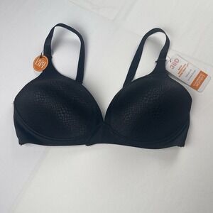 Warner's Blissful Benefits Back Smoothing Black T-Shirt‎ Bra Size 36D NWT